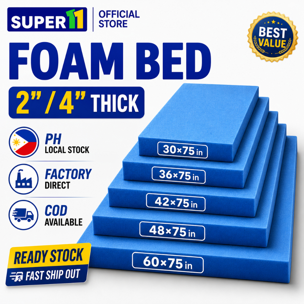 5 Years Warranty Foam Bed Mattress 2/4 Inch High Density Quick Rebound Foam Single Double Queen Size