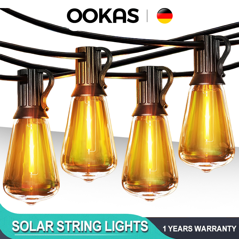 OOKAS Solar Light Bulb Fairy Light Christmas Light LED String Lights Outdoor Wedding Party Light