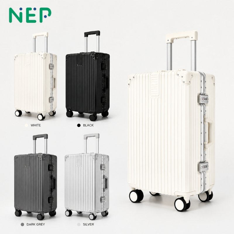 NEP Luggage Aluminum Alloy Frame Hard Shell Trolley Luggage 20/24/28 Inch Travel Suitcase Maleta