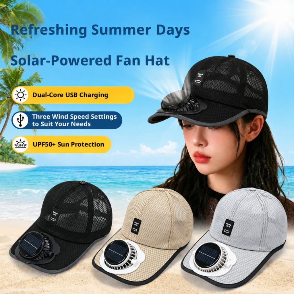 2-in-1 Sun Hat With Fan Solar/USB Rechargeable Summer Hat Breathable Hat Outdoor Sports Cycling
