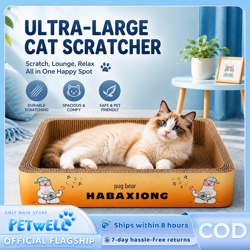 PETWELL Jumbo Rectangular Cat Scratching Board Sealed Bottom All Season Cat Bed Wear Resistant Toy