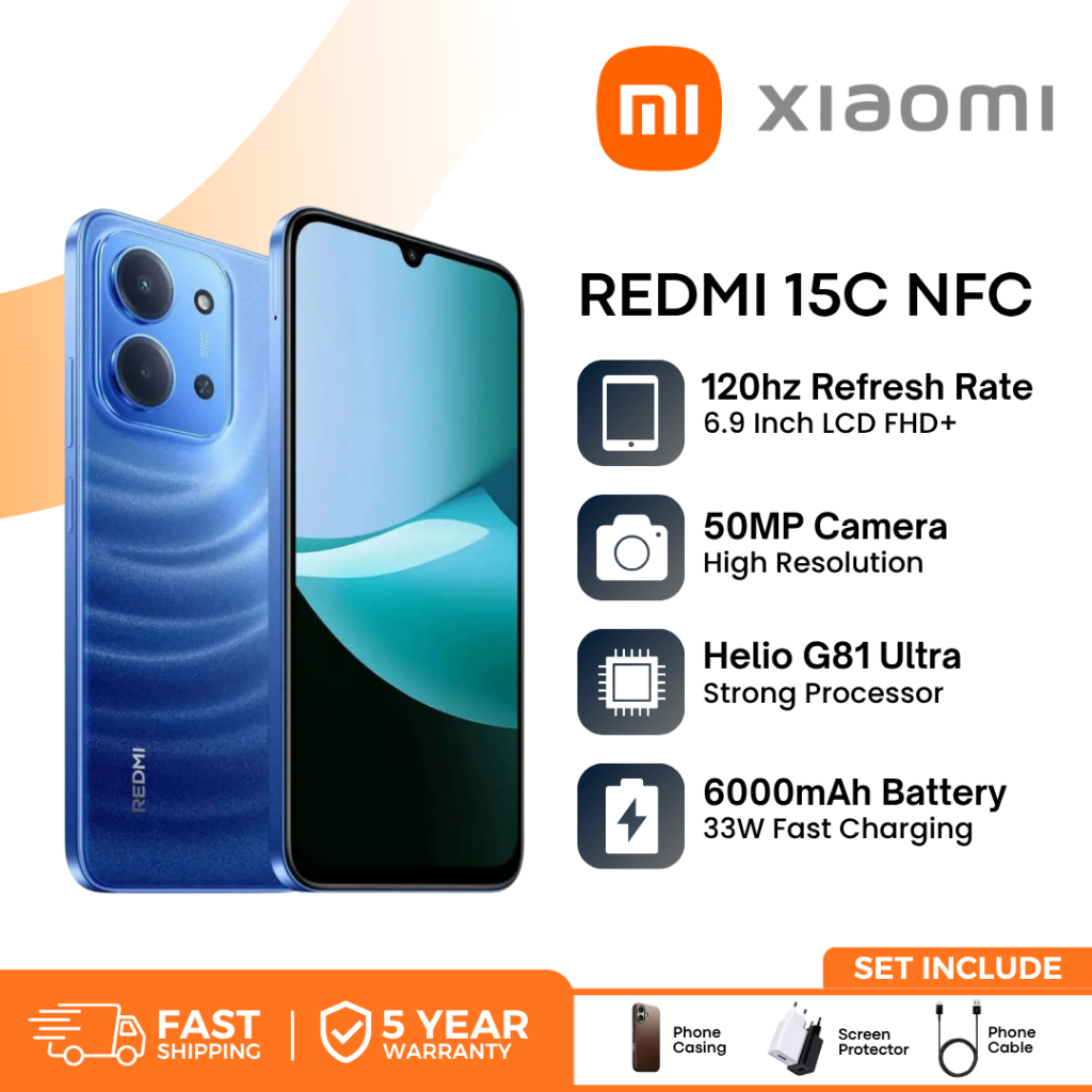 Redmi 15C Smartphone 8GB+256GB MediaTek Dimensity Global Version 50 MP AI Triple Camera