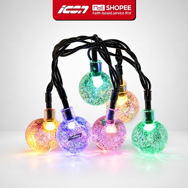ICON Solar Water Drop String Lights,50 LED Fairy Outdoor Waterproof 8 Modes Christmas Light