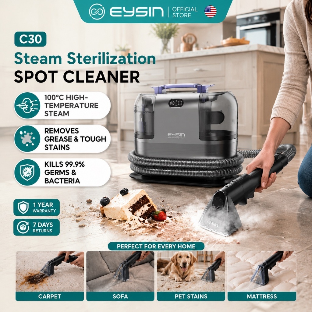 [NEW] EYSIN C30 Steam Spot Cleaner Wet&Dry Vacuum 100℃ HighTemperature Sterilization 20000PA Suction