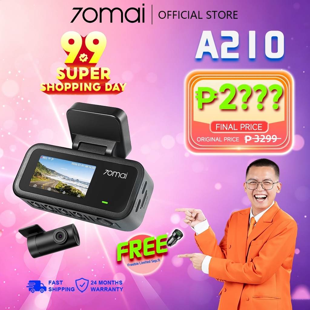 70mai A210 Dashcam 1080P Dual Channel Full HD+HDR 24H Parking Surveillance 1.9-Inch Screen DashCam