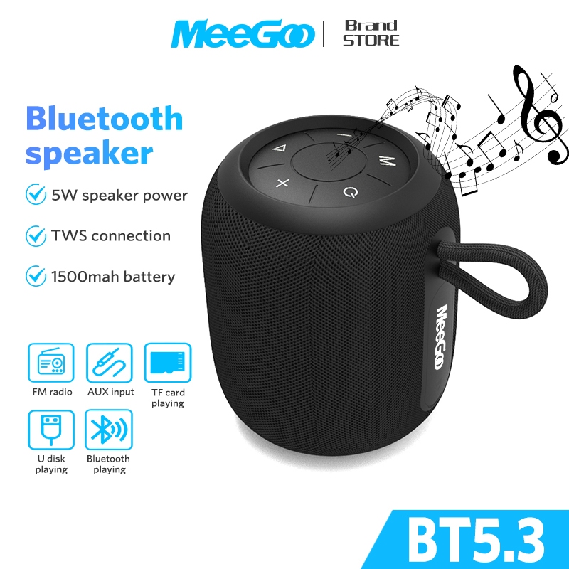 MeeGoo MINI Wireless Bluetooth Speaker IPX5 waterproof Portable Subwoofer With Colorful RGB Lights