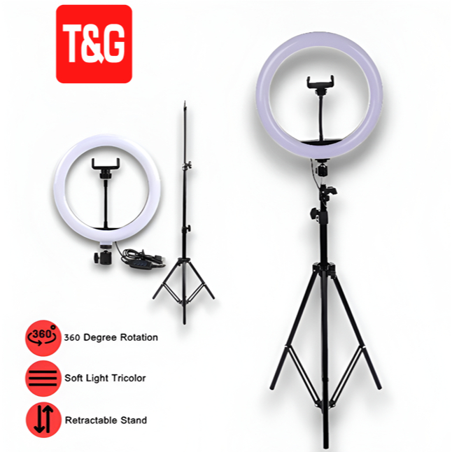 T&G 100% Original Selfie phone LED 26CM Ring Light Photo Studio Photography Dimmable w/ 210CM Tripod