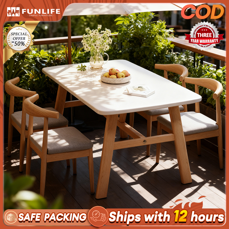 Dining Table Nordic Wood Dining Table 4/6-Seater Waterproof Laminated Wood Restaurant Dining Room