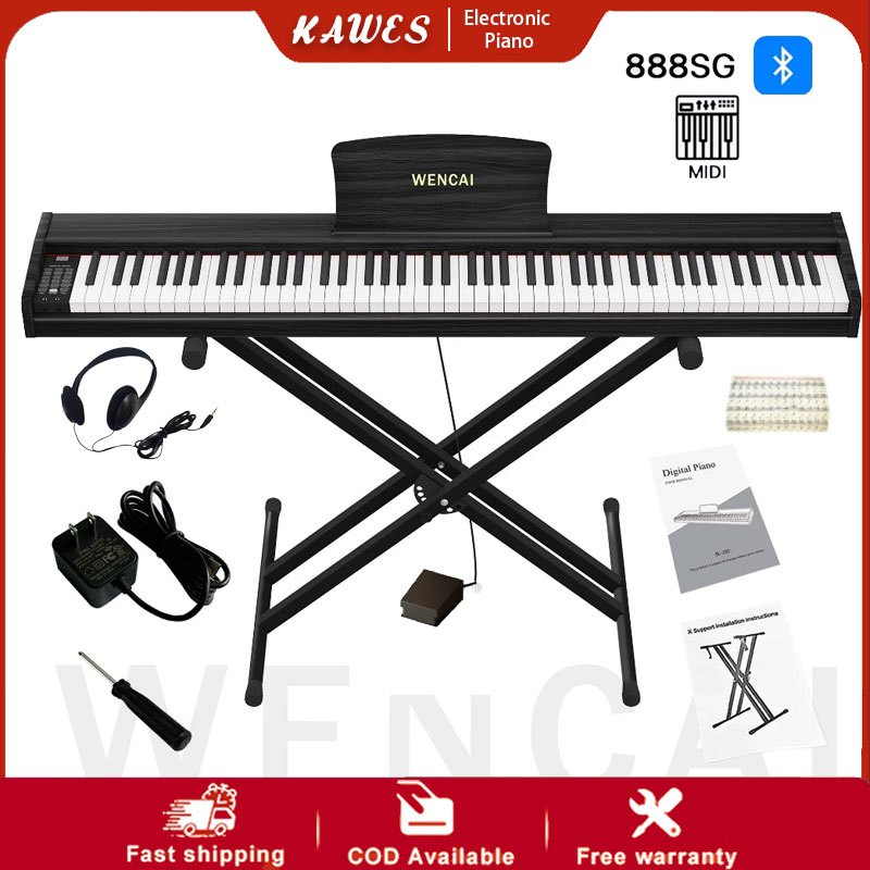 WENCAI Digital Piano With Stand 88 Keys Professional Wood Smart Portable Electric Piano Keyboard