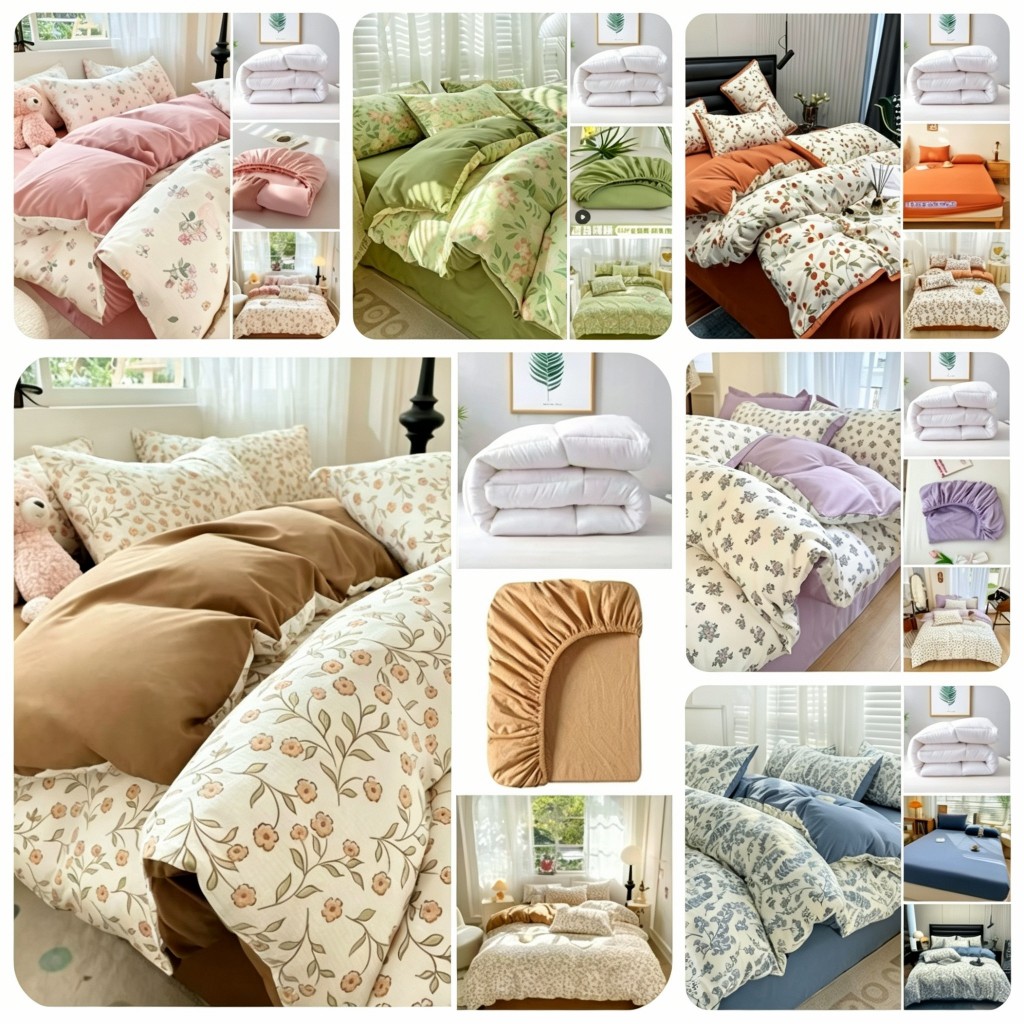 IHome (COD) 5in1 With Comforter flowers Garterized bedsheet single/ double/queen/king size