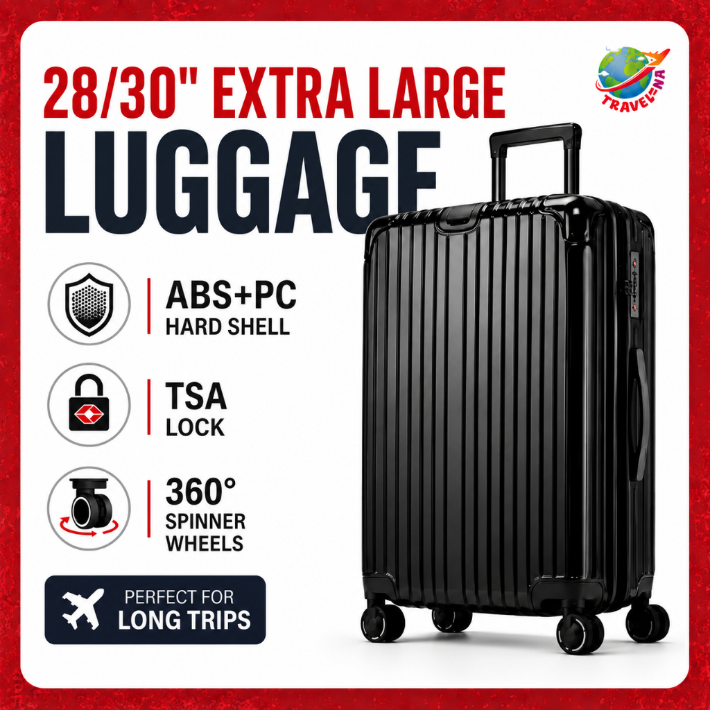 Travelna Large Check In Luggage 28 30 Inch Hard Shell Suitcase with TSA Lock 360 Wheels