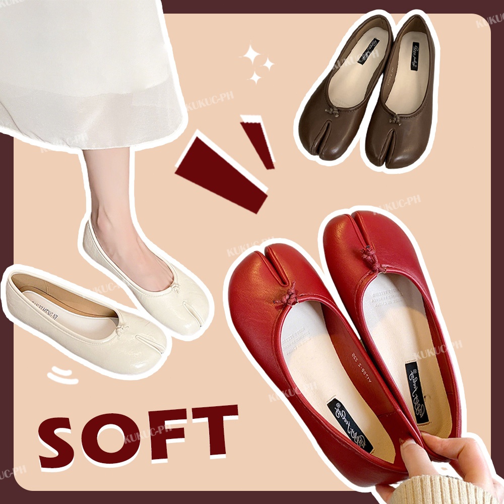 Women Tabi Shoes PU Leather Flat Sandals For Women Lightweight Comfortable Flat Shoes Office Commute