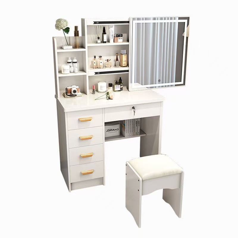 Vanity Table with LED mirror desk with Drawer Makeup Comestic Tables set Multipurpose Makeup Table