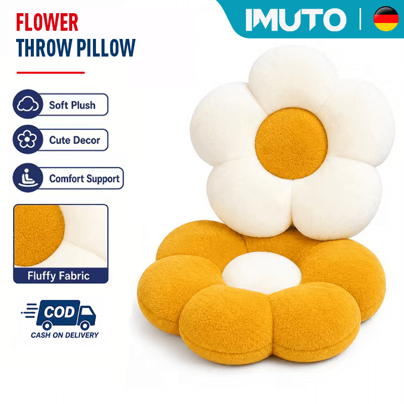 IMUTO Premium Daisy Pillow Flower Throw Pillow Rabbit Plush+PP Cotton Seat Cushion 50*50cm For Sofa
