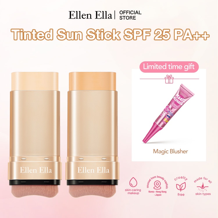【COD】 Ellen Ella Korean 2IN1 Flawless Eraser Foundation Stick With Brush Full Coverage Concealer