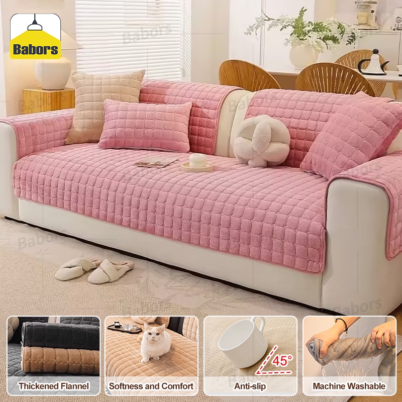 Plush sofa cushion universal full coverage non-slip fabric all-inclusive soft seat cushion