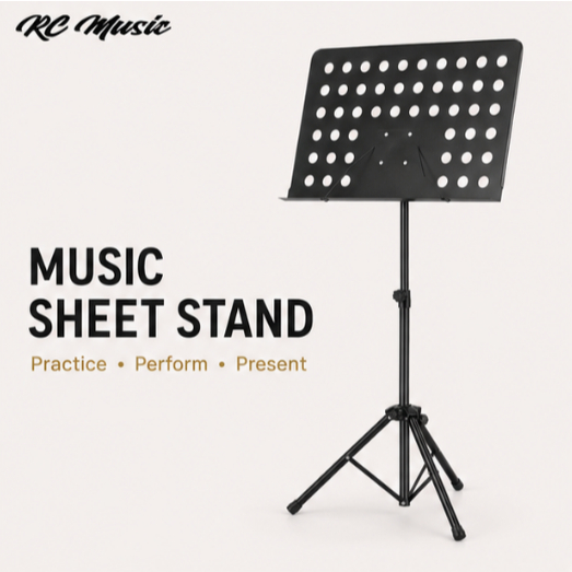 RC Music Heavy Duty Adjustable Music Sheet Stand Foldable Tripod Lyrics Holder for Piano Guitar, Etc