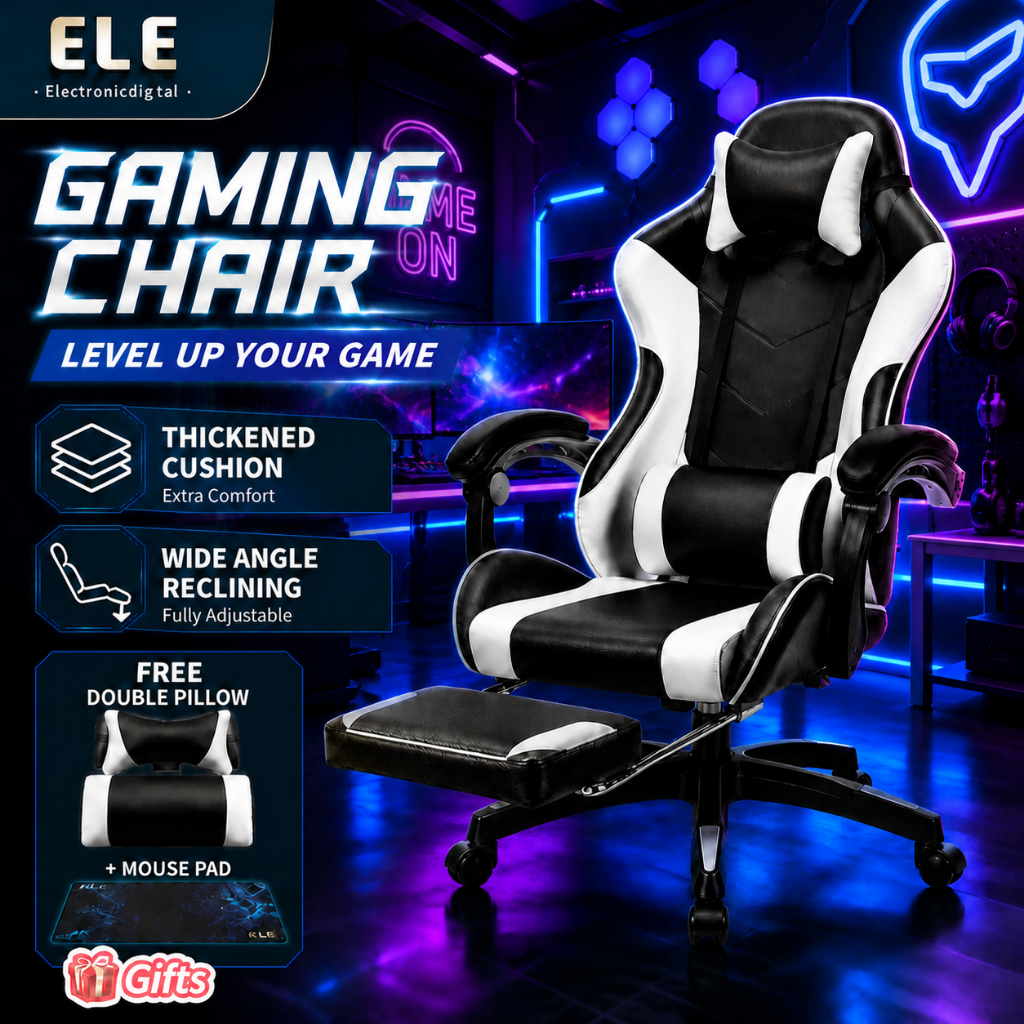 Ergonomic Gaming Chair Adjustable Reclining Height Rotatable Comfort Computer Seat For Home Dorm Use