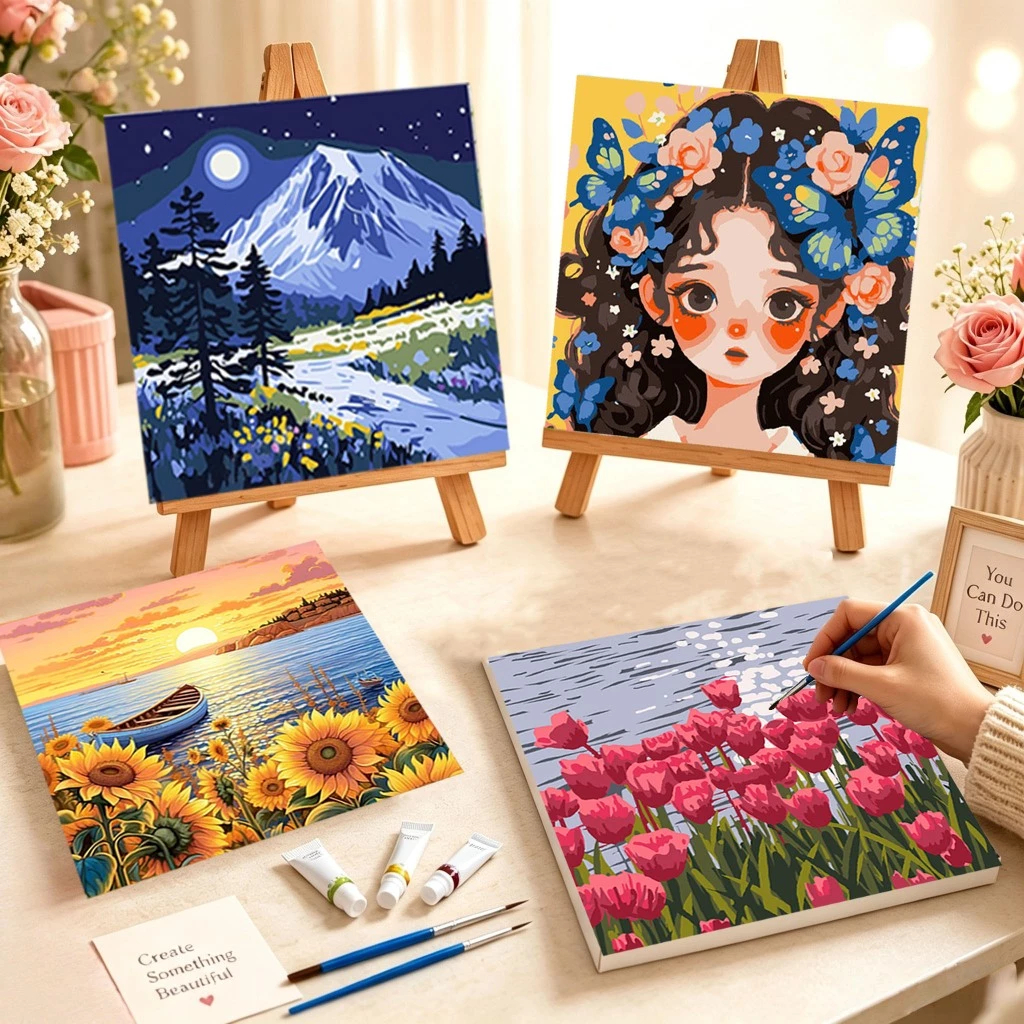 【66 New Style】Digital Oil Painting By Numbers Set Canvas Painting Decor Home Decor Wall Painting