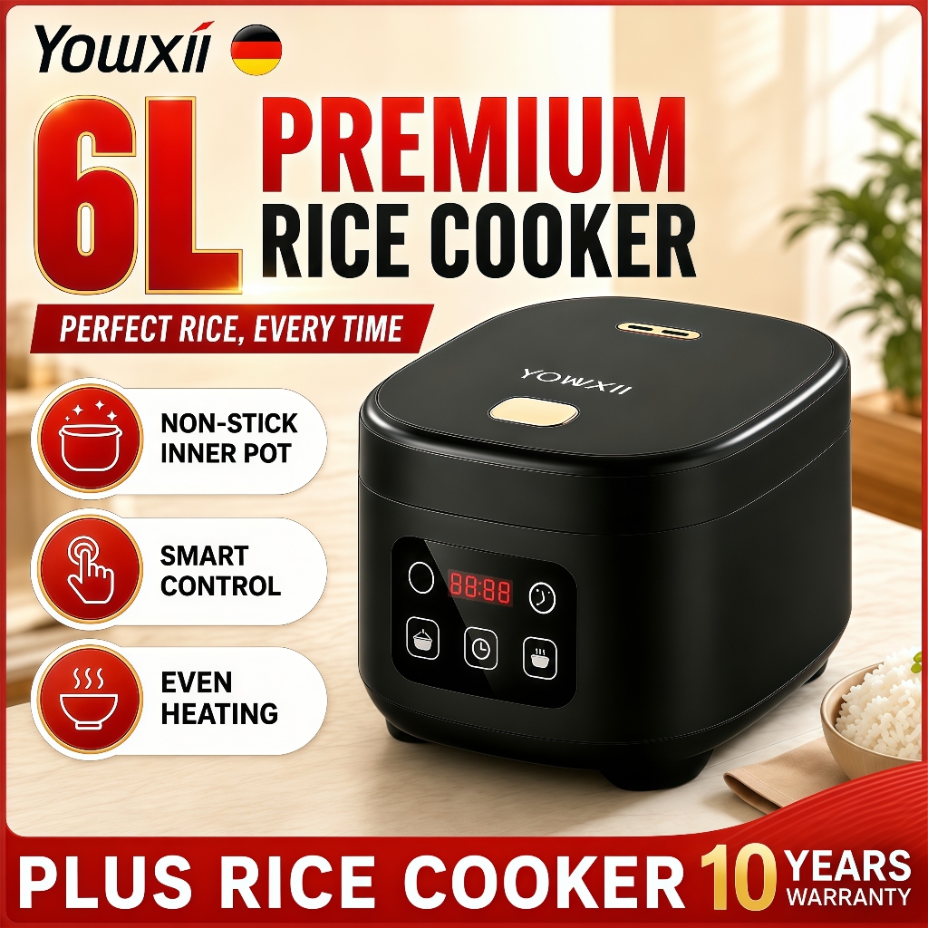 Yowxii Premium Rice Cooker Small/Big 2L/6L Large Capacity Automatic MultiCooker Kitchen Annliance