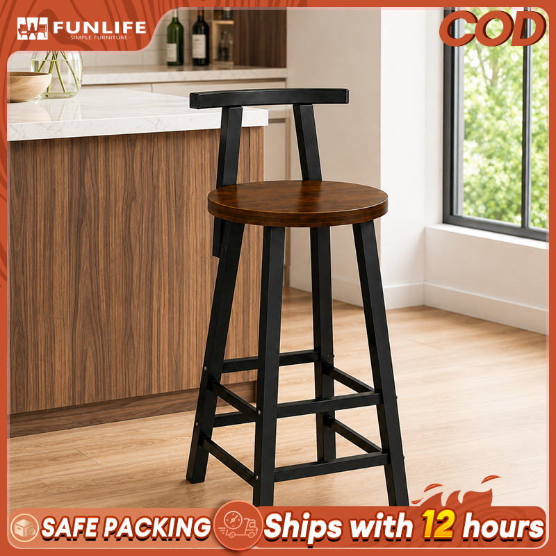 【COD】Bar Chair With Backrest Household High Bar Stool Round Coffee Chair Dining Chair For Room