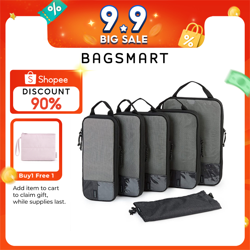 BAGSMART Travel Packing Cubes Compression Expandable Capacity Luggage Organizer Suitcases Storage