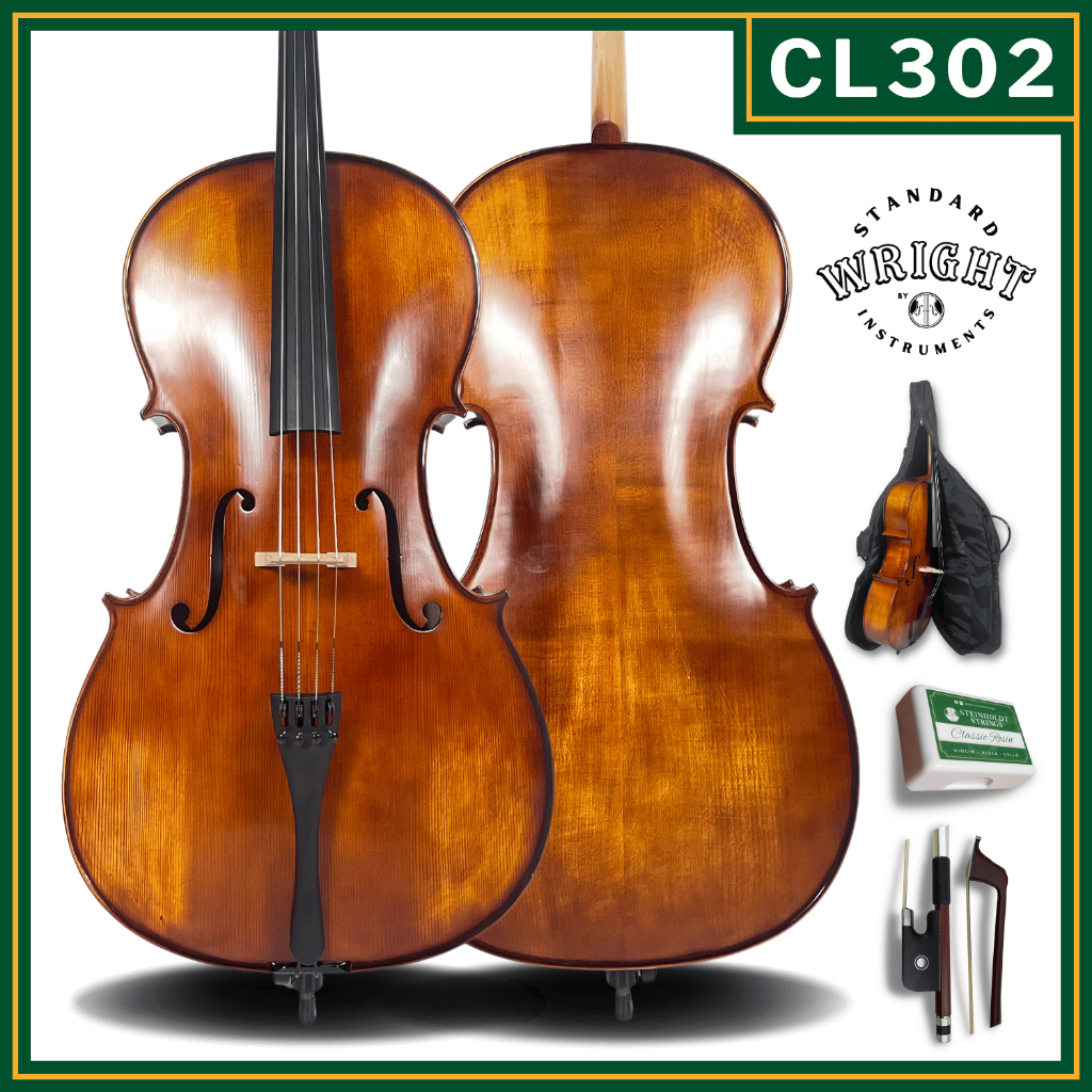 STEINHOLDT Wright - Principio CL302 | Starter Stradivarius Model Solid Wood Cello w/ Padded Case