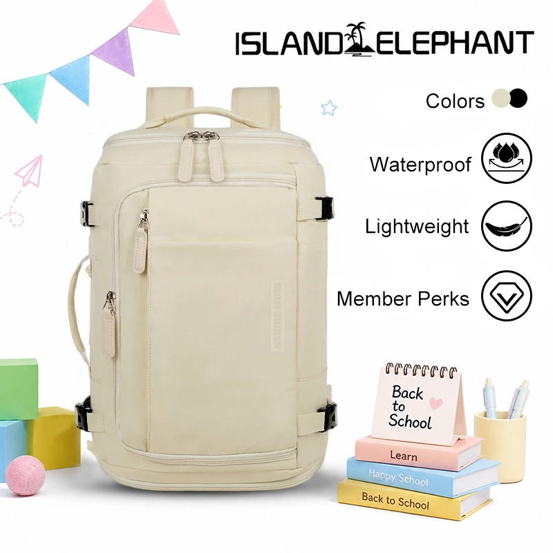 ISLAND ELEPAHNT Expandable Waterproof Carry On Backpack - 16Inch Laptop Travel Duffle Weekender Bag