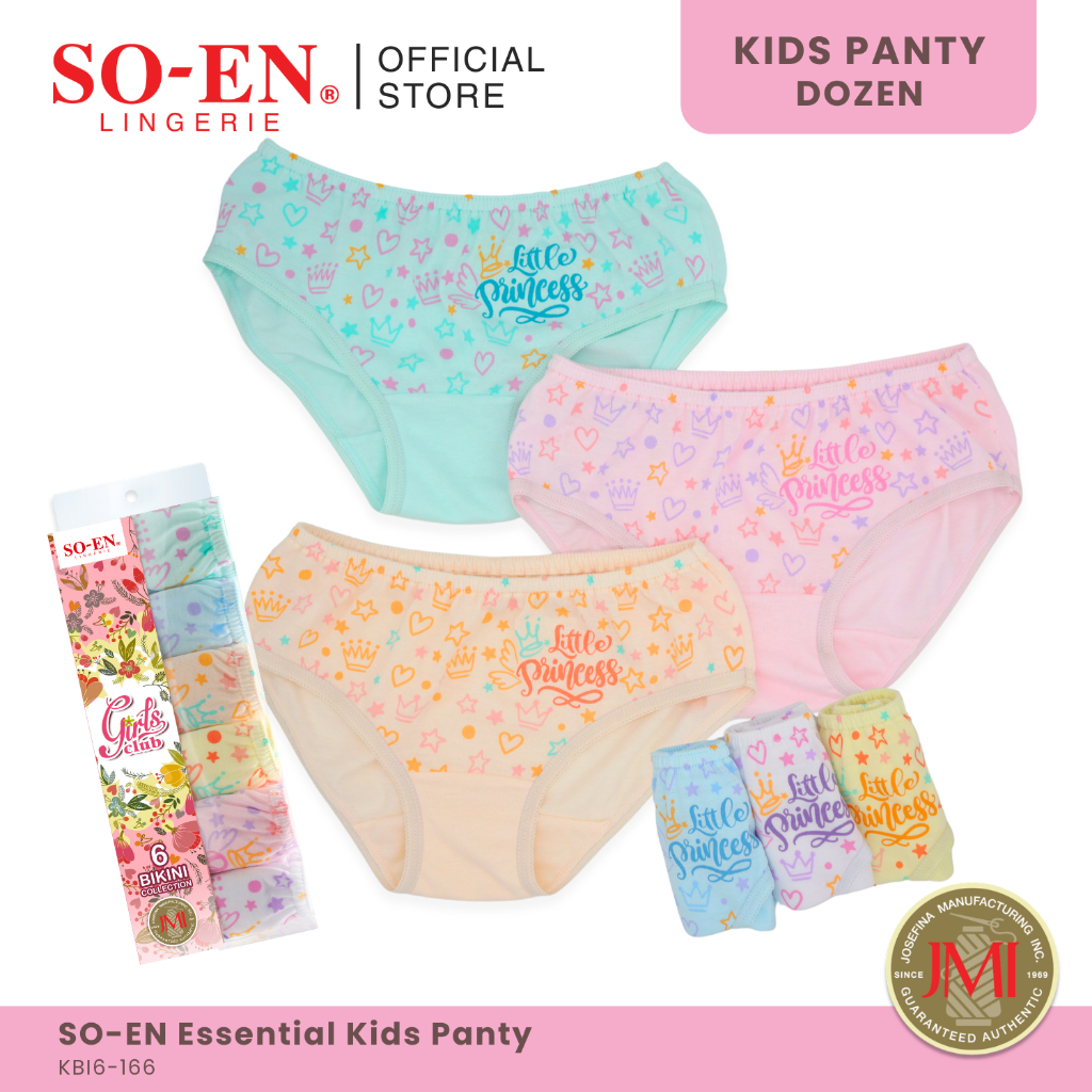 SO-EN KBI 6-in-1 Cotton Blend Bikini Panty Set for Girls