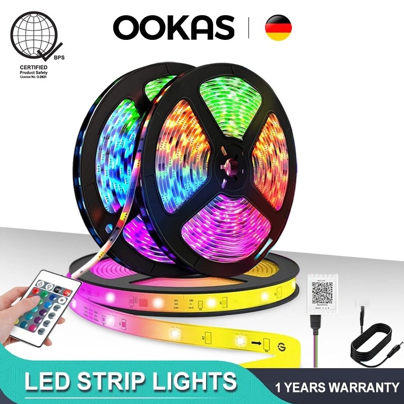 OOKAS 5M 10M 15M 20M DIY LED Light Strip Light With Remote For Room Bedroom RGB Flexible Light