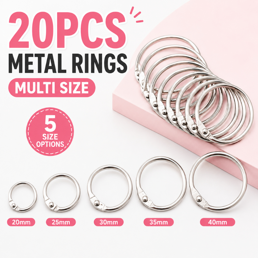 20pcs Metal Binder Rings 20-40mm Loose Leaf Rings for Notebook Album Scrapbook Supplies