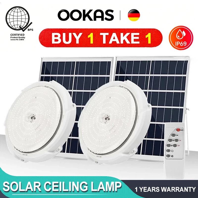 OOKAS Solar Light Indoor Light LED Solar Ceiling Light Waterproof With Remote