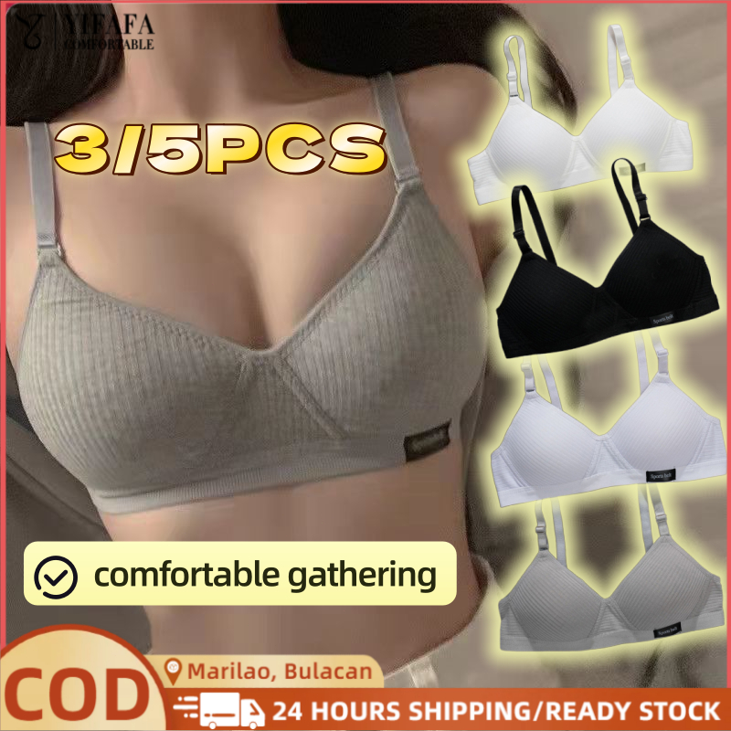 2/3PCS Thin Cotton Wireless Bra Push Up korean lingerie Gathered Invisible Button Student Underwear
