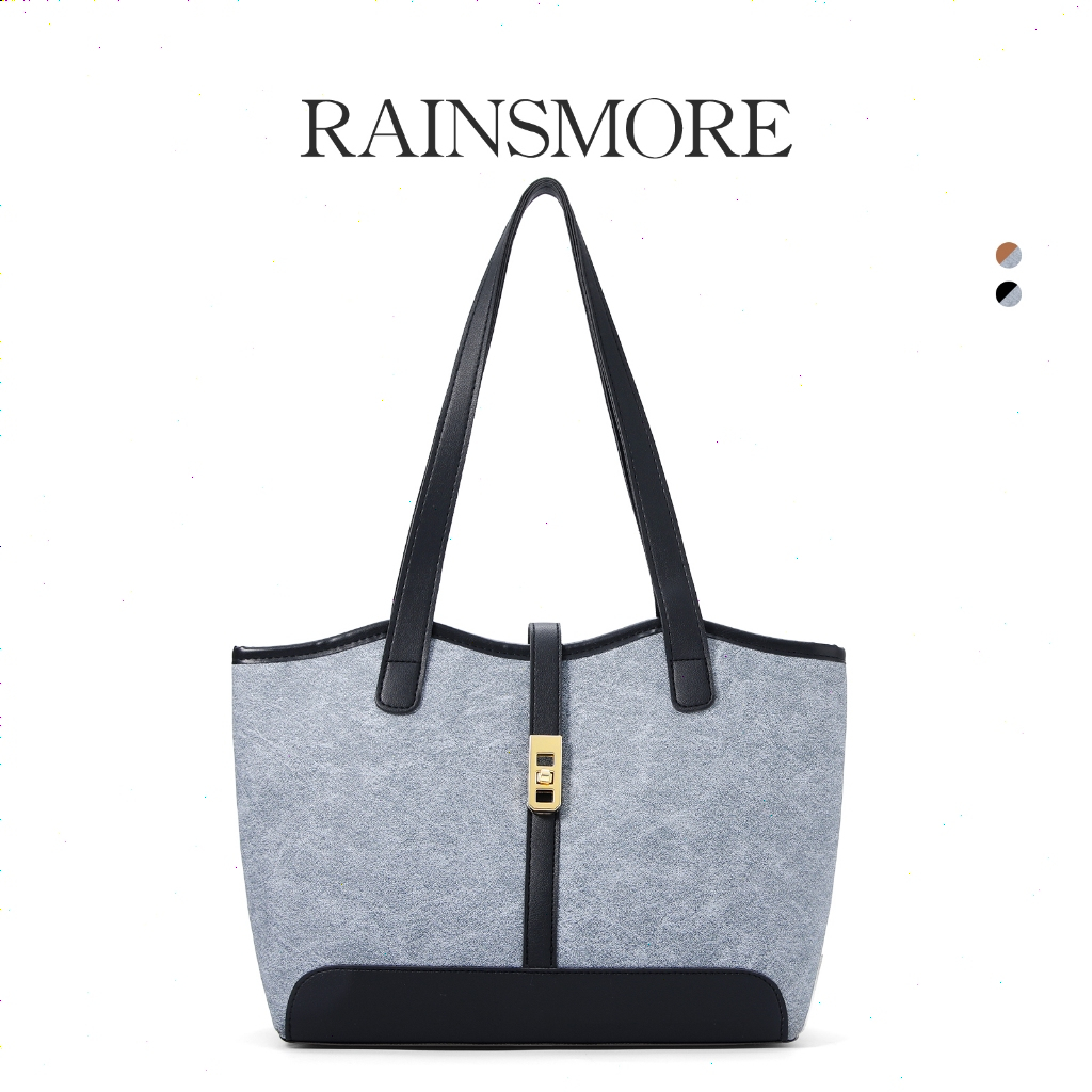 RAINSMORE Women's Bag Contrast Panel Tote Bag Minimalist Versatile Daily Shoulder Bag