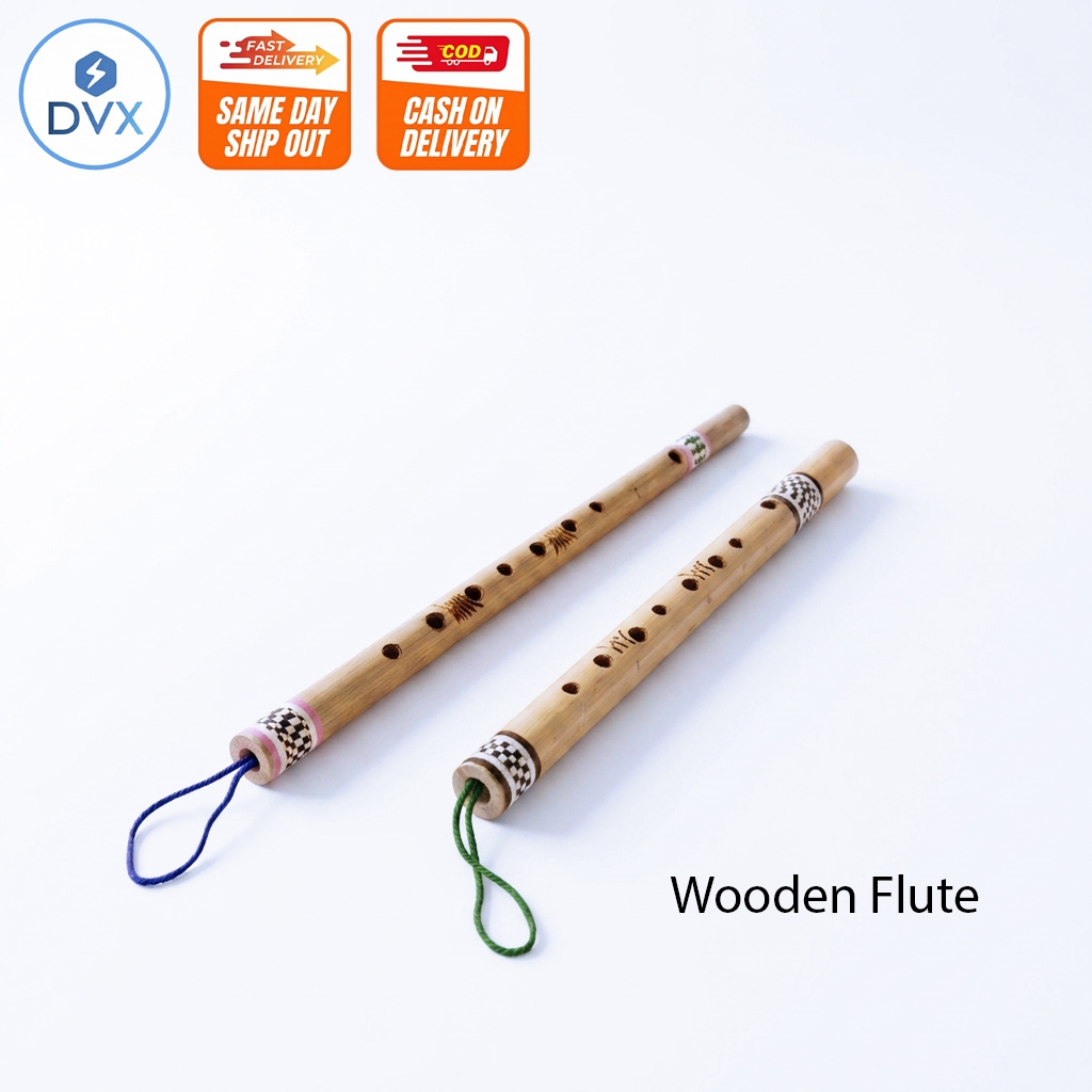 DVX Eco Friendly Bamboo Flute Traditional Woodwind Musical Instrument for Kids and Beginners