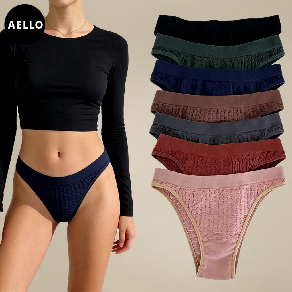 AELLO.12pcs Women's Sexy Low Waist Thongs Stretchy Soft Breathable No Show Ladies