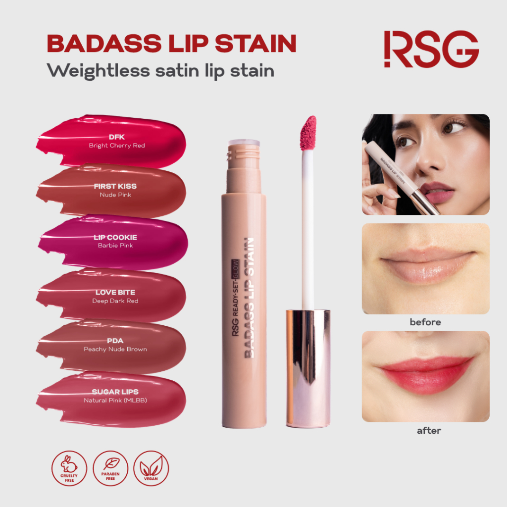 RSG READY SET GLOW Badass Lip Stain | Long Lasting Stain | Water Based
