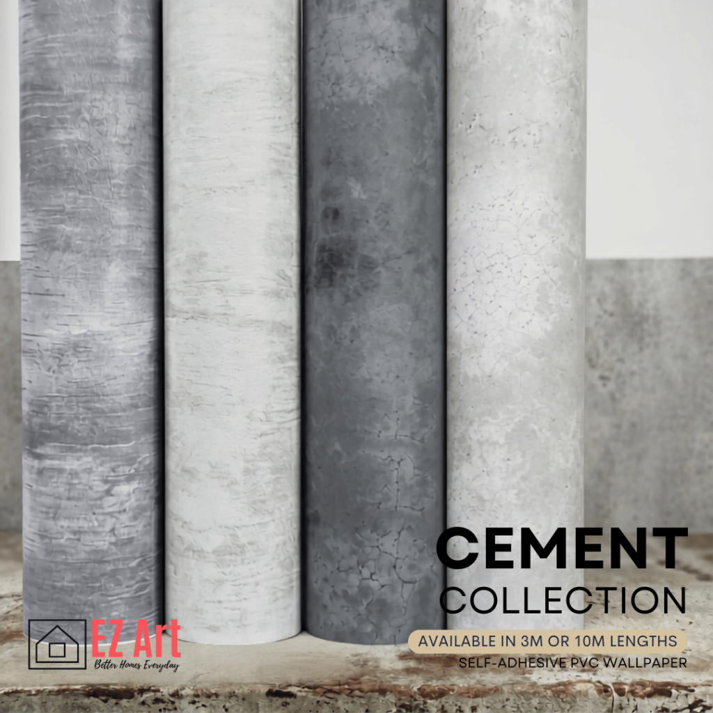 EZ Art Wallpaper pvc waterproof Adhesive wall sticker Cement Collection, industrial, concrete, grey