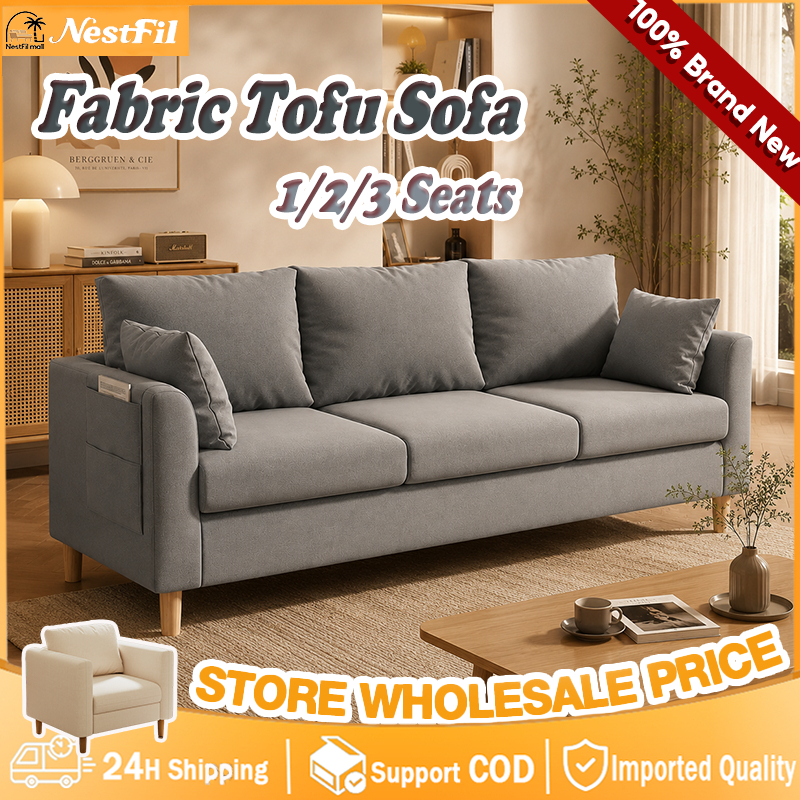 NestFil Sofa Breathable And Comfortable Lazy Sofa Solid Wooden Sofa Space Saving Compact Cream Sofa