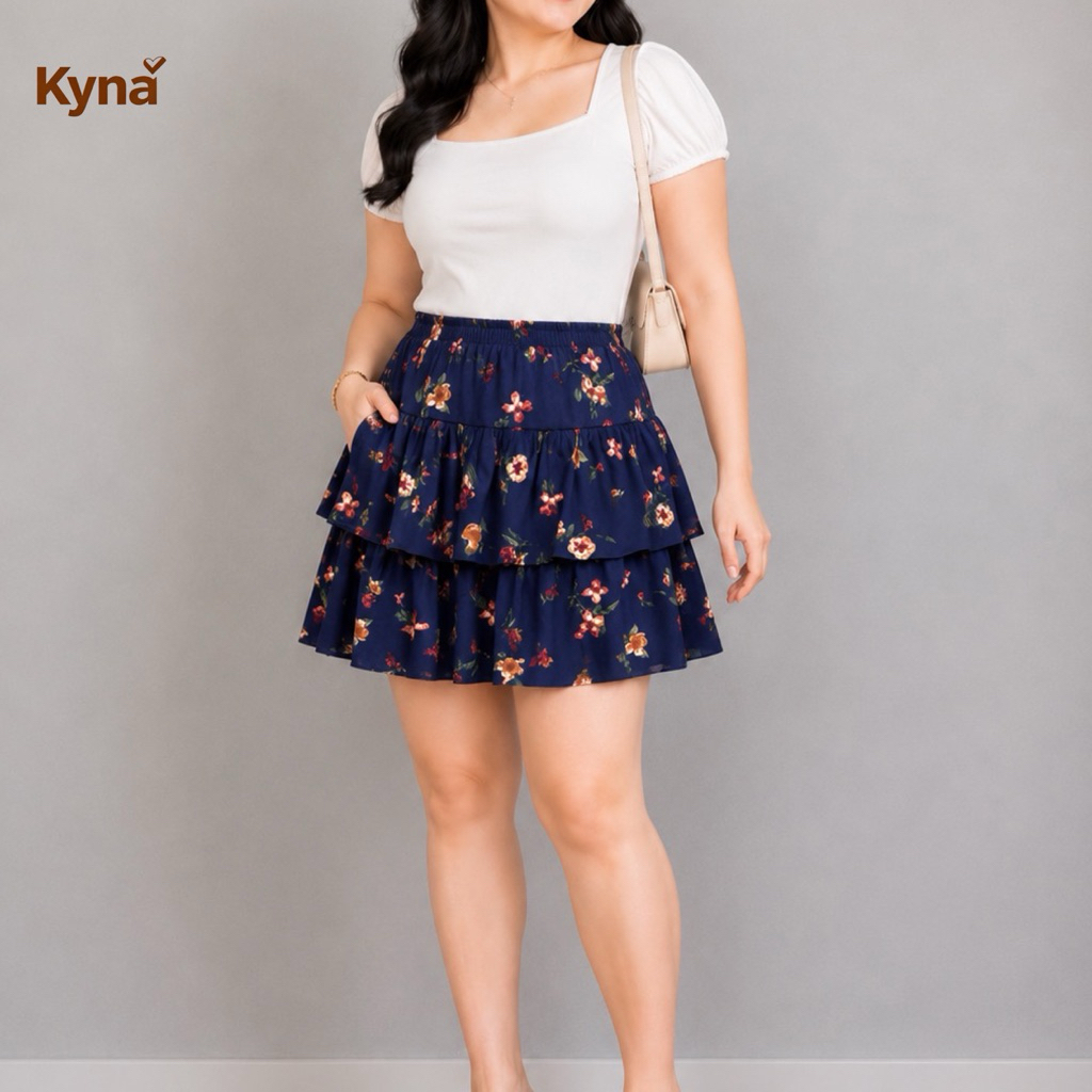 Women’s Casual Floral Skort Summer with inner short A-Line Mini Skirt Shorts Plus size