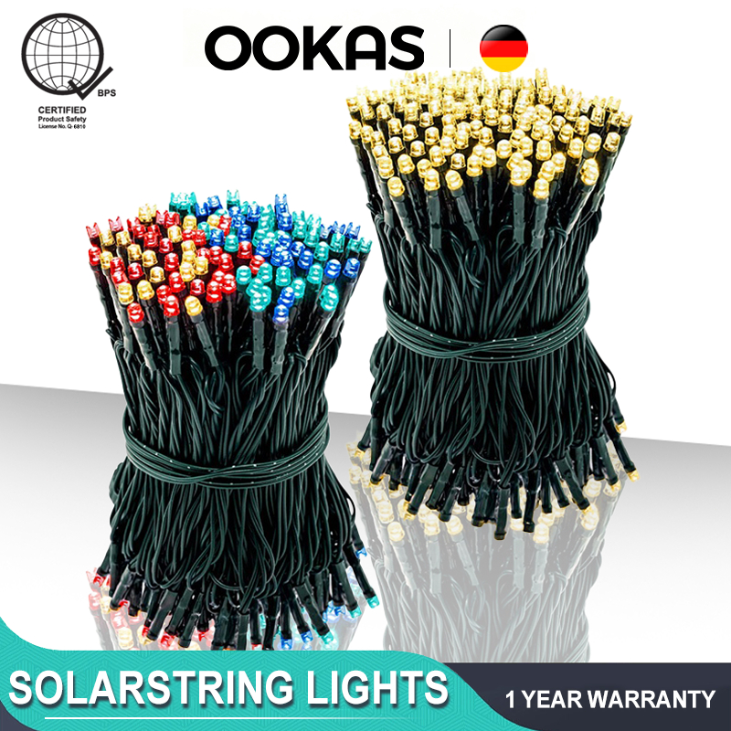 OOKAS 8Modes Solar Christmas Light Outdoor Waterproof LED String Light Fairy Party Decorative Lights