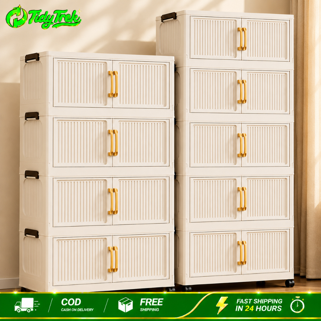TT Foldable Cabinet for Clothes Organizer Durabox Storage Plastic Wardrobe with Universal Wheels