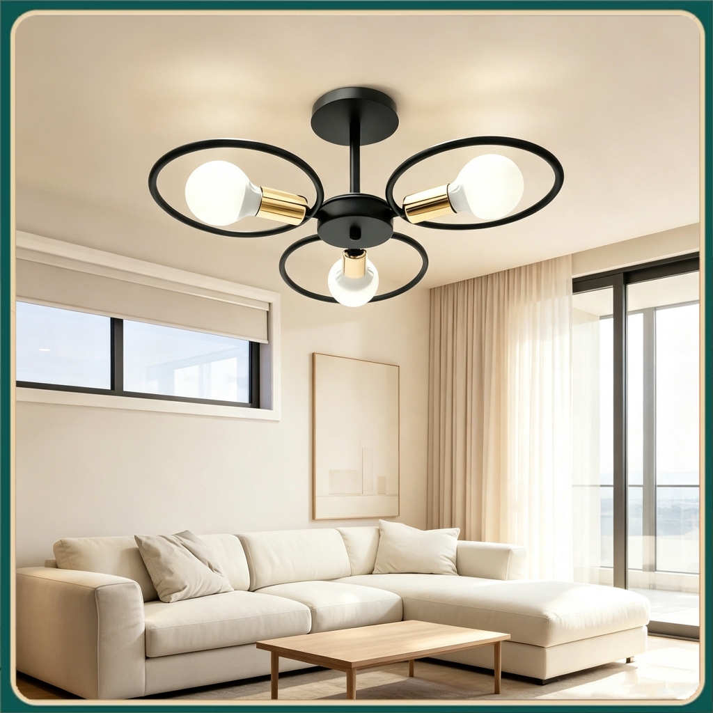 【COD】ceiling light Nordic retro three-ring Modern design dining room chandelier bedroom lighting