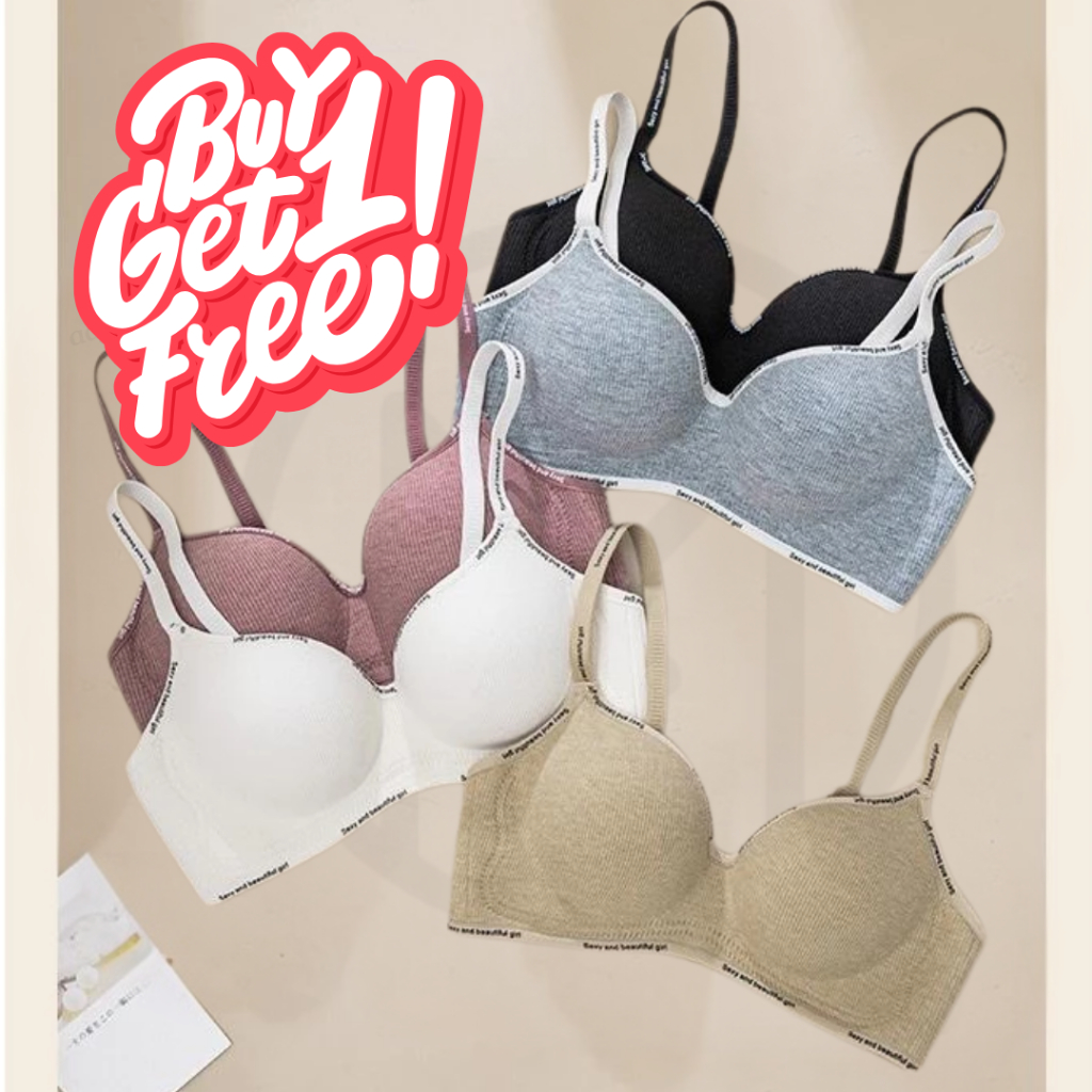 Buy 1 Get 1 Push Up Bra Thick Cup Pure Cotton for Women Non-wire Seamless Bra