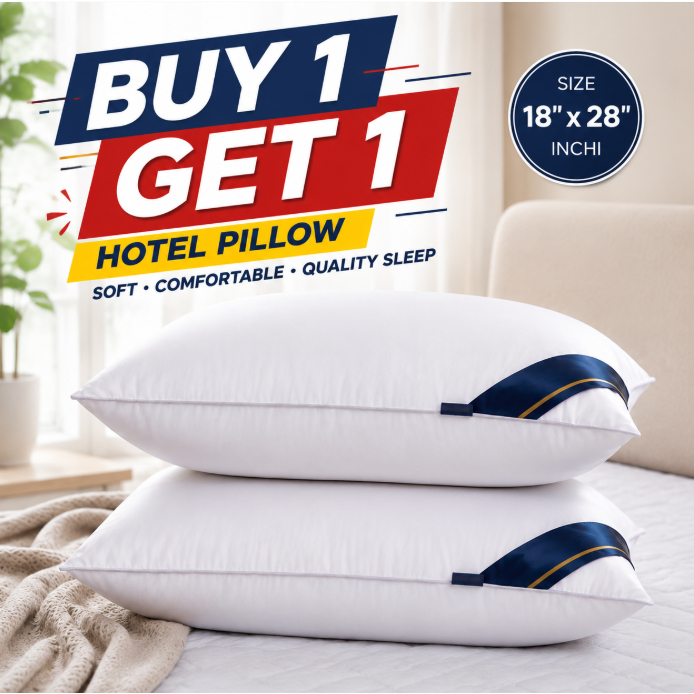 ( Buy 1 Take 1 )Premium Hotel Pillow 18×28| Hotel Quality | Soft Fluffy Pillow | Limited Prom
