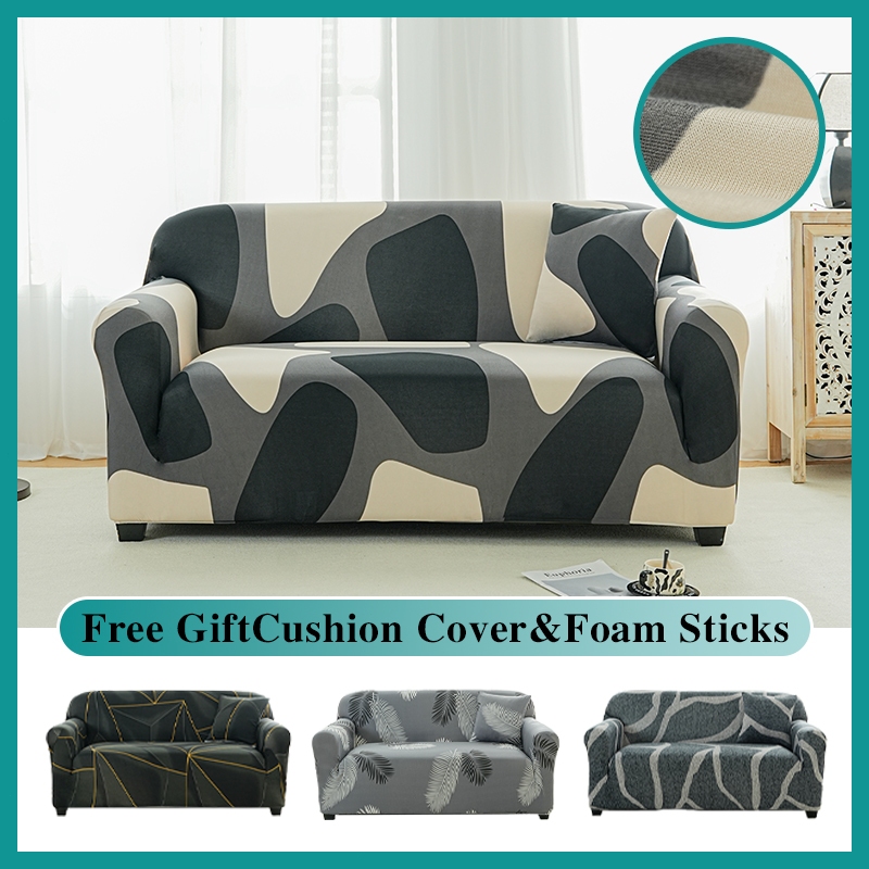 1/2/3/4 Seat Elastic Sofa Cover Stretchable I/ L Shapes Non-Slip Solid Color Removable Washable