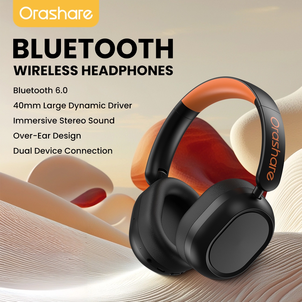 Orashare HS05 Wireless Headphones Bluetooth 6.0 Low Latency Gaming 17H Playtime Foldable & Bass