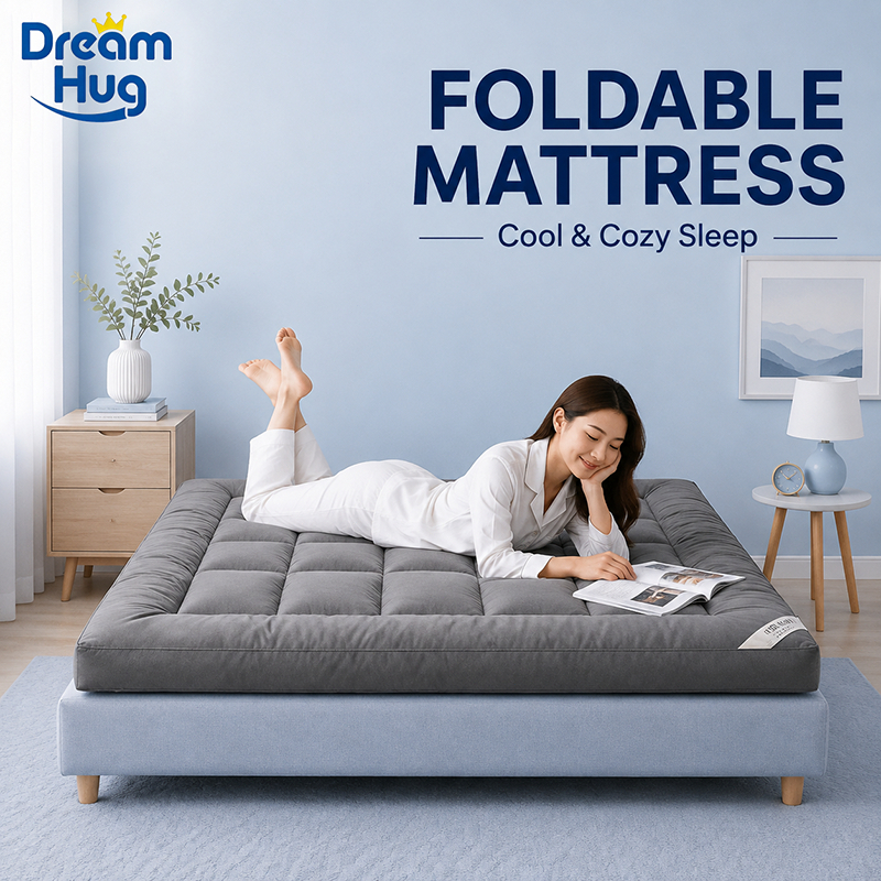 DreamHug Foldable Mattress Thicken Velvet Bed Tatami Topper Bed Mat Single/Double/Queen/King