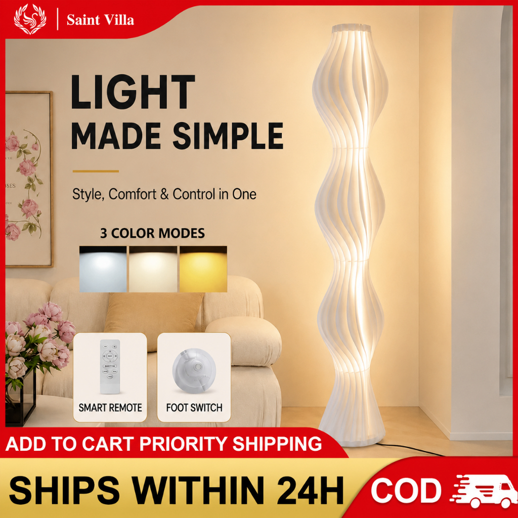 Saint-Villa Nordic Floor Lamp 3 Color Lighting Remote Control Lightweight Lamp for Living Bedroom