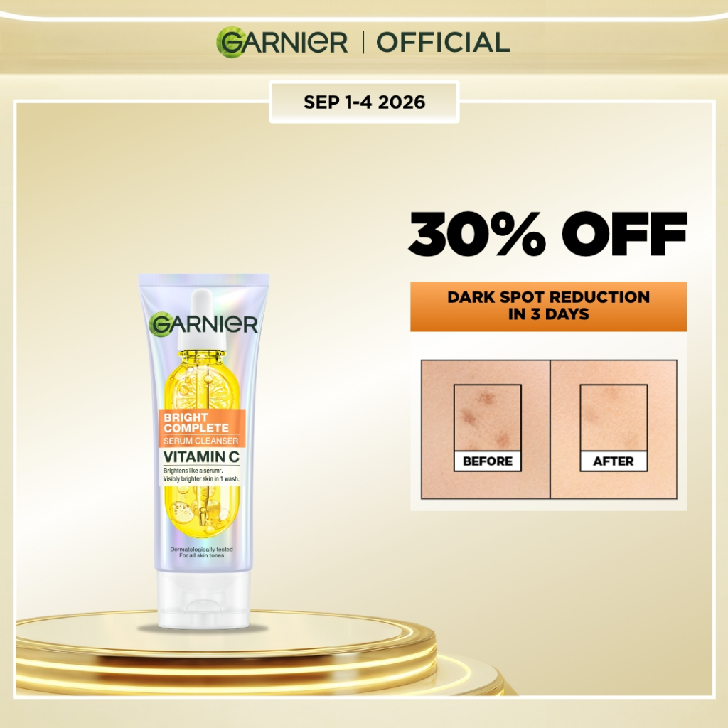 NEW Garnier Vitamin C Serum Cleanser Foam Wash (90ml) - Instant Brighter Skin In 1 Wash